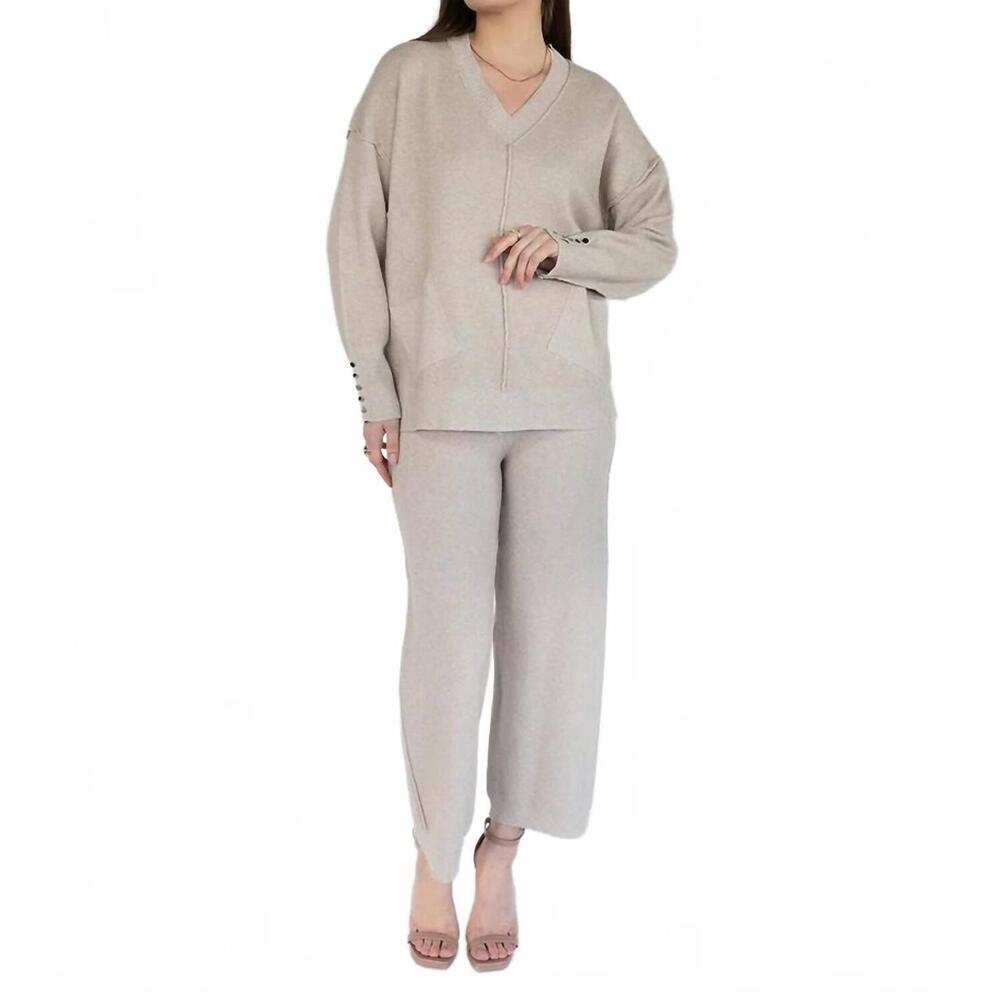NEW MISS NIKKY two piece sweater set in sand